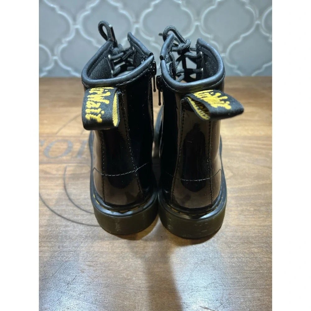 Dr Martens Size 4 Patent Leather Combat‎ Style Boots Side Zipper And Laces